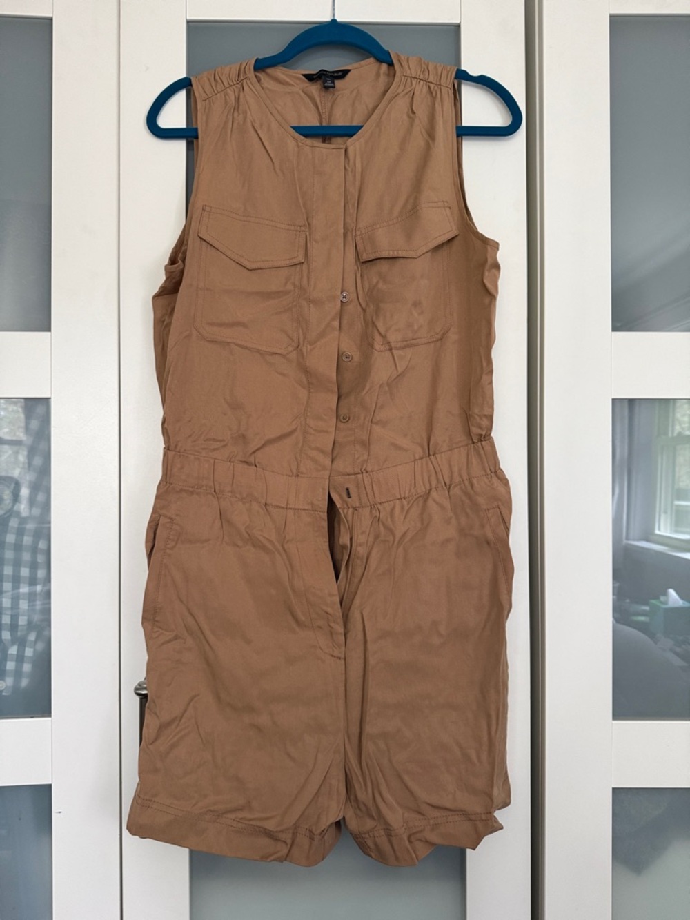 Banana Republic Sleeveless Utility Romper in Camel Medium Tall